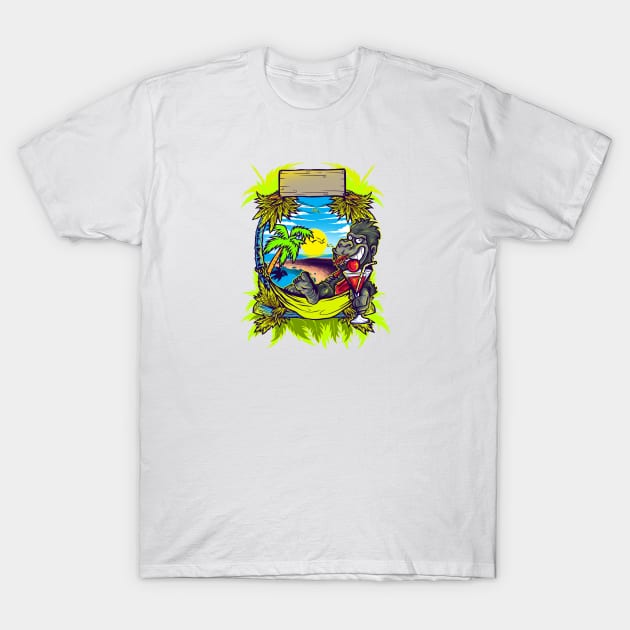 Tropical Summer Gorilla in Vacation T-Shirt by DanDesigns